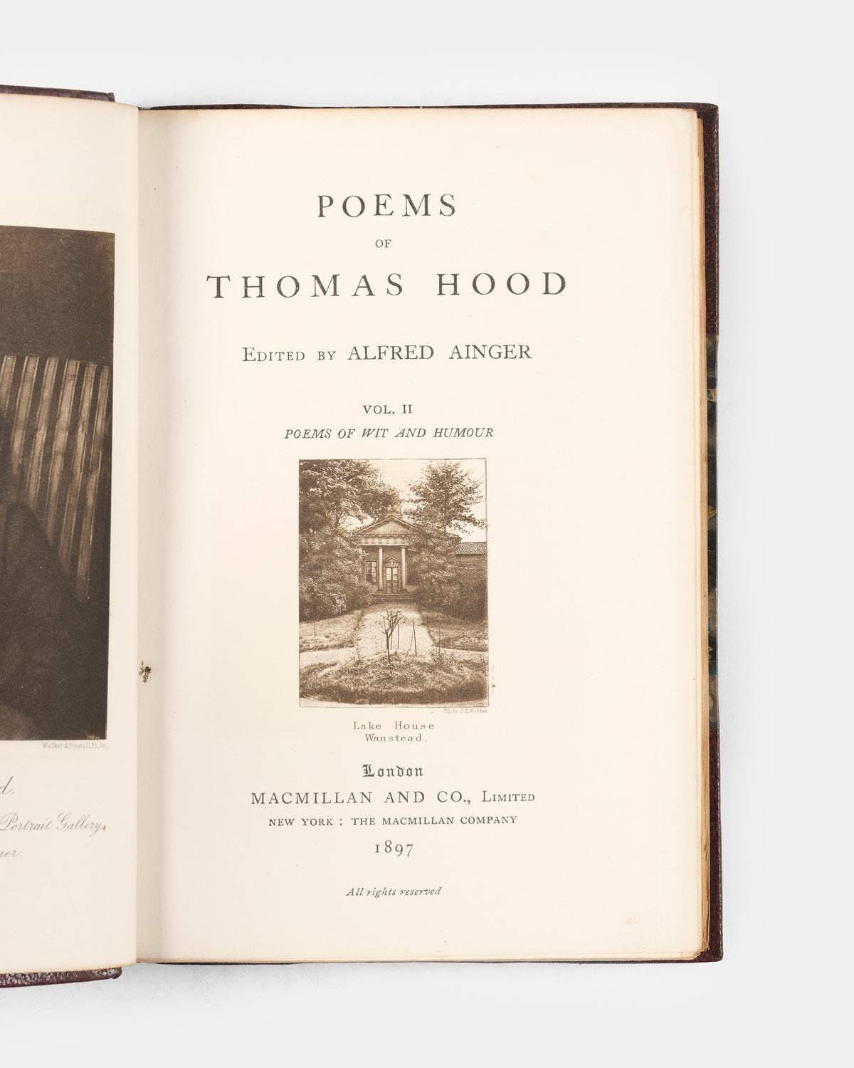 Both volumes of Thomas Hood's Serious and Comic Poems bound in half brown morocco in 1897.