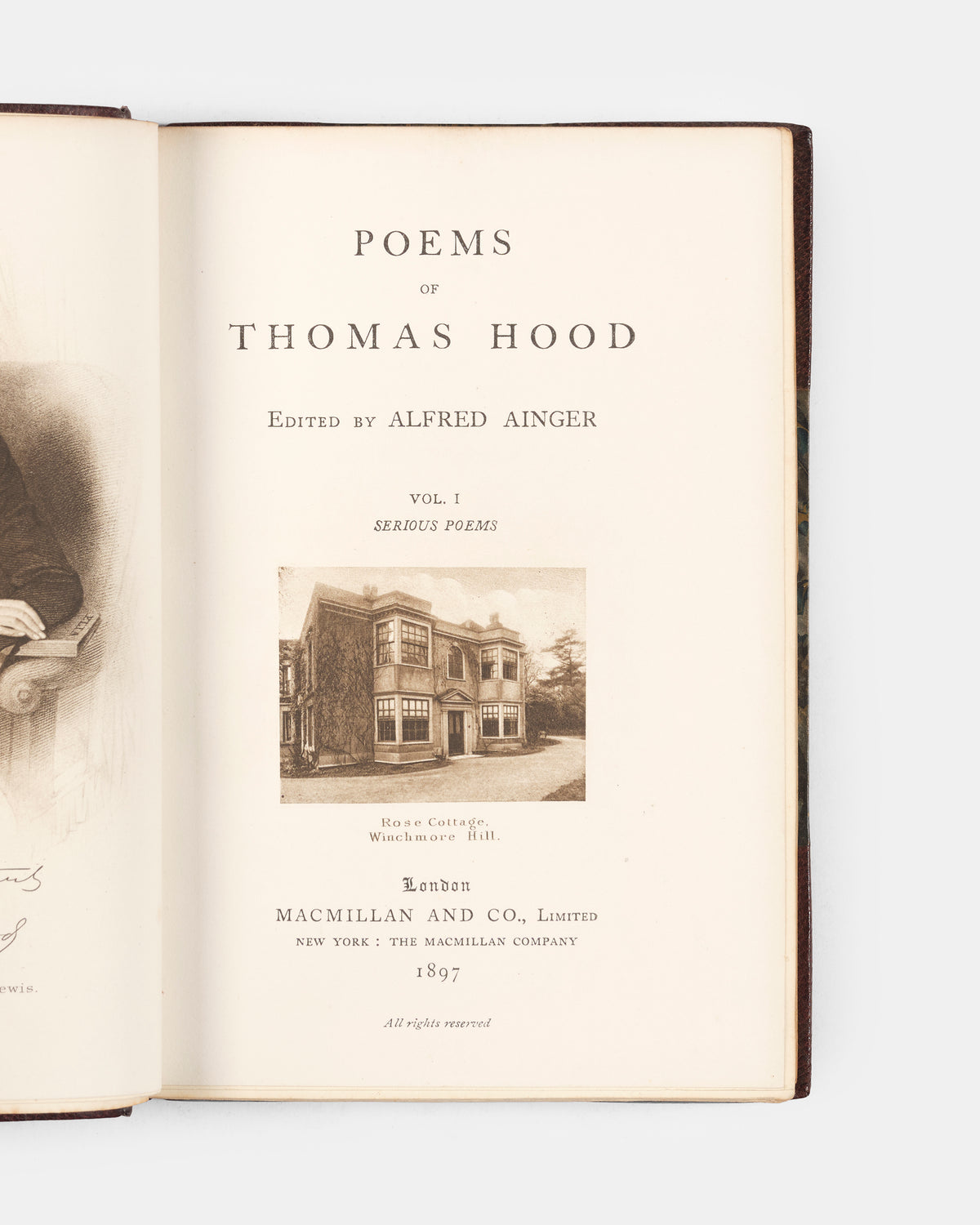 Both volumes of Thomas Hood's Serious and Comic Poems bound in half brown morocco in 1897.