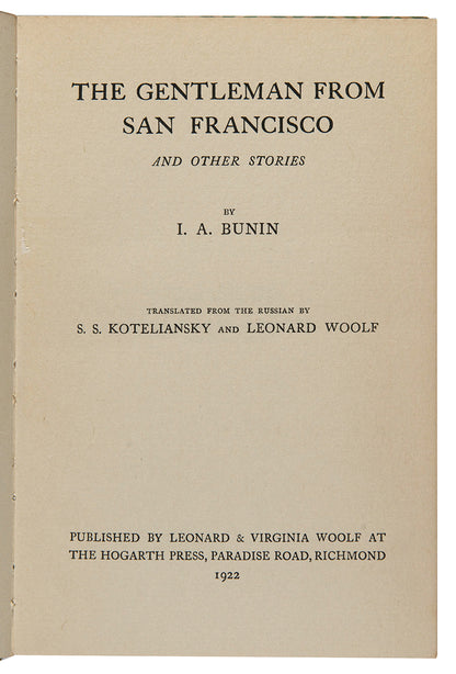 First English edition of The Gentleman from San Francsico by I.A. Bunin.