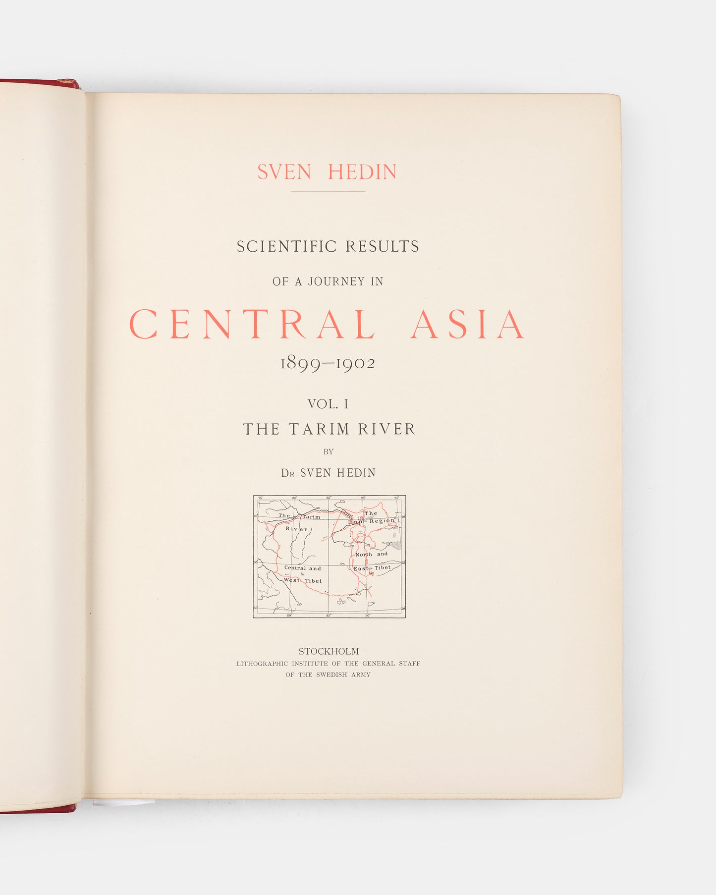First edition of Sven Hedin's Scientific Results of a Journey in Central Asia 1899-1902, the presentation copy to the Foreign Minister of Sweden Alfred Lagerheim (1843-1924) inscribed to him by Sven Hedin.