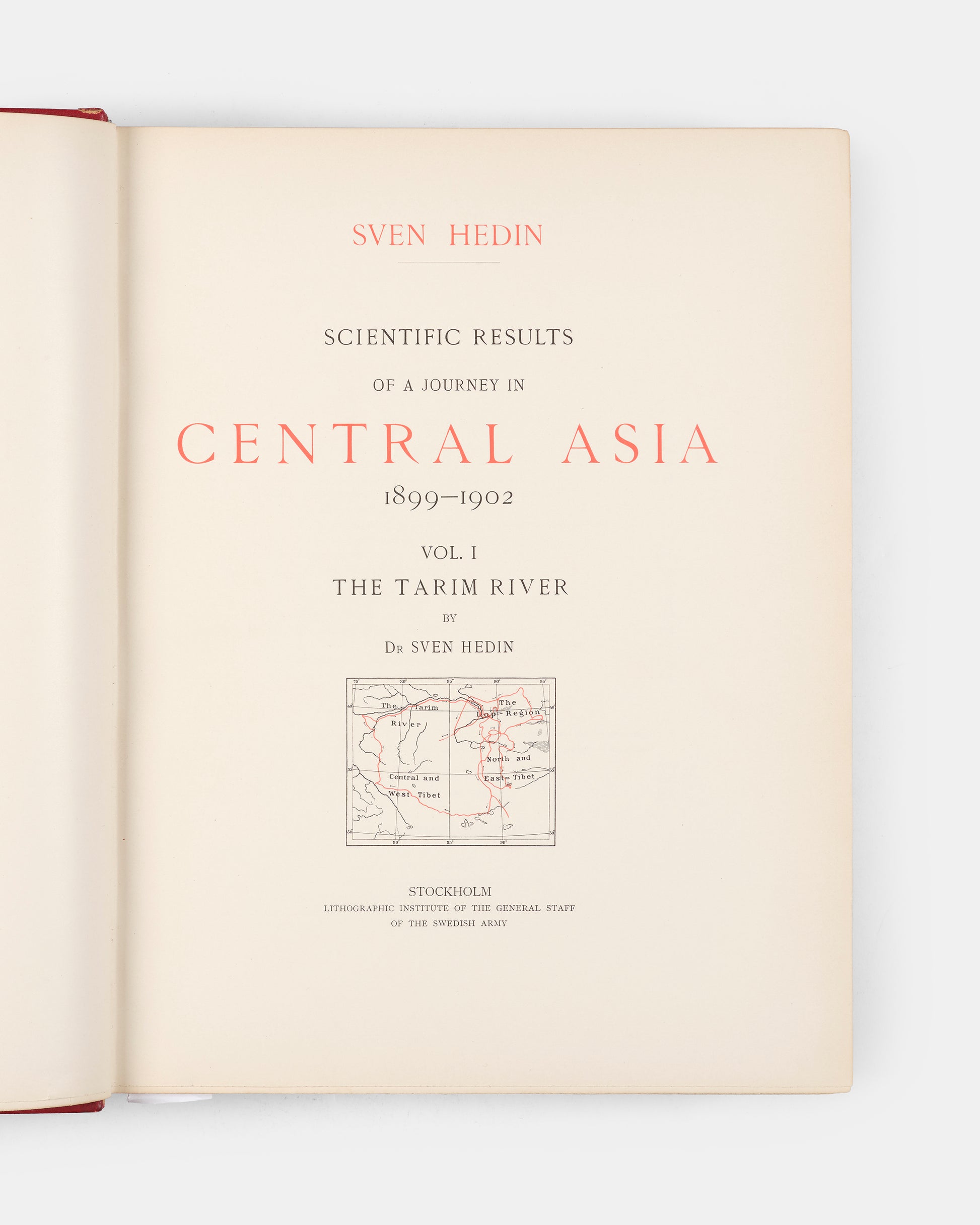 First edition of Sven Hedin's Scientific Results of a Journey in Central Asia 1899-1902, the presentation copy to the Foreign Minister of Sweden Alfred Lagerheim (1843-1924) inscribed to him by Sven Hedin.