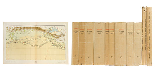 An excellent set of the first edition of Sven Hedin's Southern Tibet, masterwork, on his third and most ambitious expedition. He was the first European to reach the holy Mount Kailash and Lake Manasarovar.