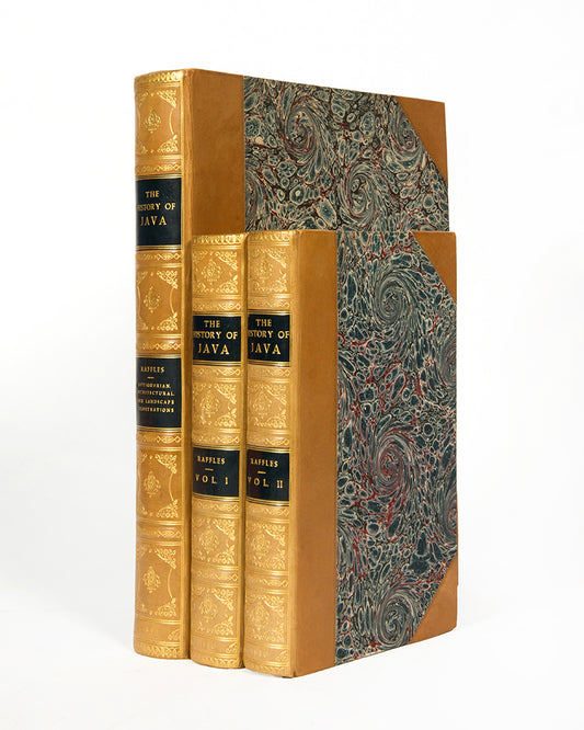 Second edition of The History of Java by Thomas Stamfoird Raffles, with the third of the atlas, an exceptionally bright copy with the additional plates added for the second edition.