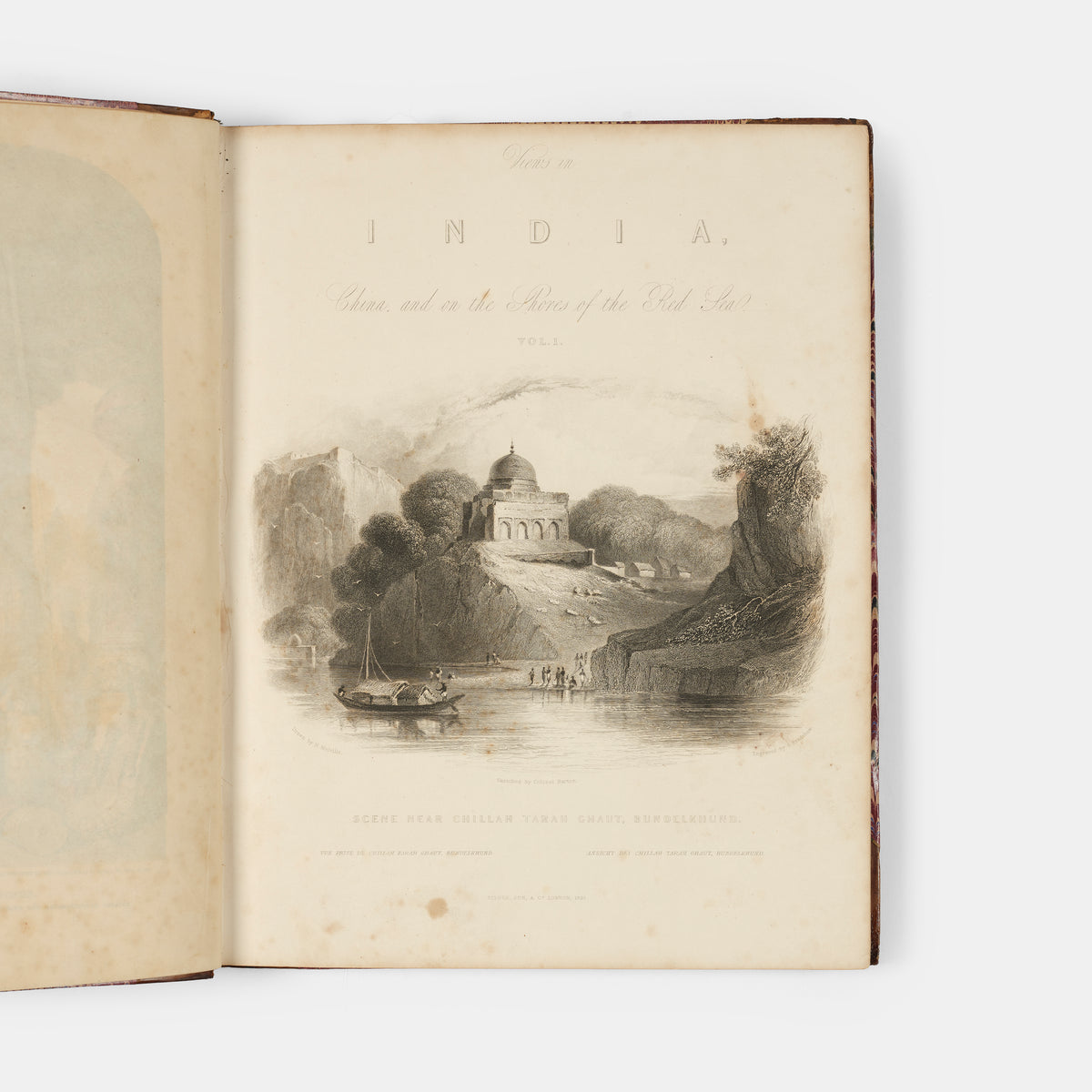 First edition of Views in India by Emma Roberts and Robert Elliott, a handsome copy of this work illustrating India, China, and the Read Sea including depictions of Agra, Delhi, the Ellora Caves, Macao, and Tiger Island.
