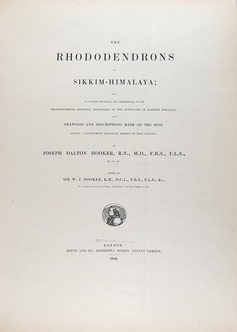 The first edition of botanist Joseph Dalton Hooker's important colour plate book The Rhododendrons of Sikkim-Himalaya, published in 1849.