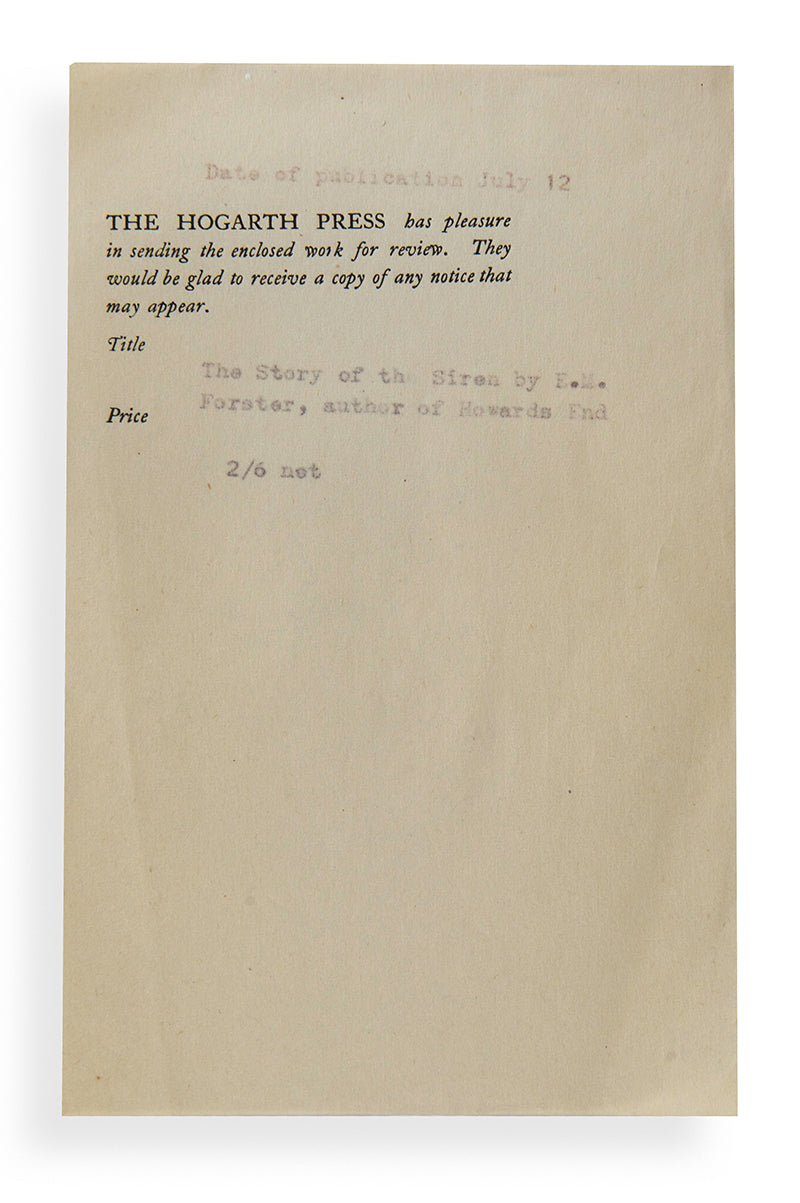 First edition of The Story of the Siren by E.M. Forster.