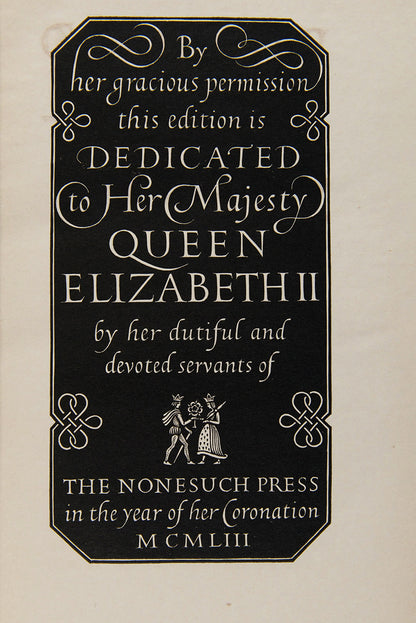 A handsome collection of Shakespeare's works printed by The Nonesuch Press to celebrate the coronation of Queen Elizabeth II.