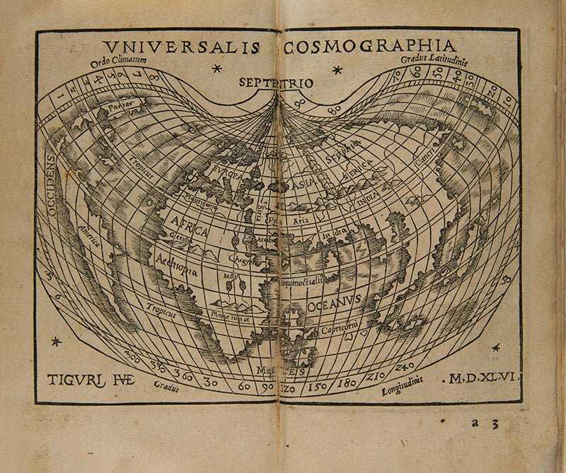 The rare third editions of Johannes Honter's important early atlas, Circuli Sphaerae Cum V. Zonis, with thirteen maps including a world map based on that of Peter Apian.