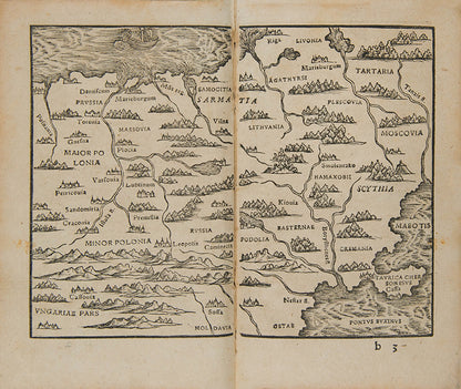 The rare third editions of Johannes Honter's important early atlas, Circuli Sphaerae Cum V. Zonis, with thirteen maps including a world map based on that of Peter Apian.