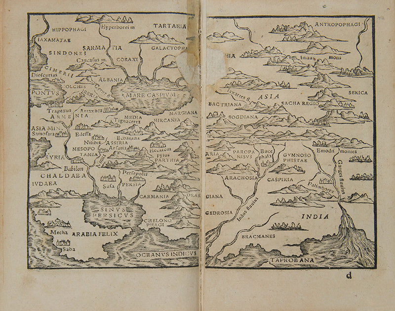 The rare third editions of Johannes Honter's important early atlas, Circuli Sphaerae Cum V. Zonis, with thirteen maps including a world map based on that of Peter Apian.