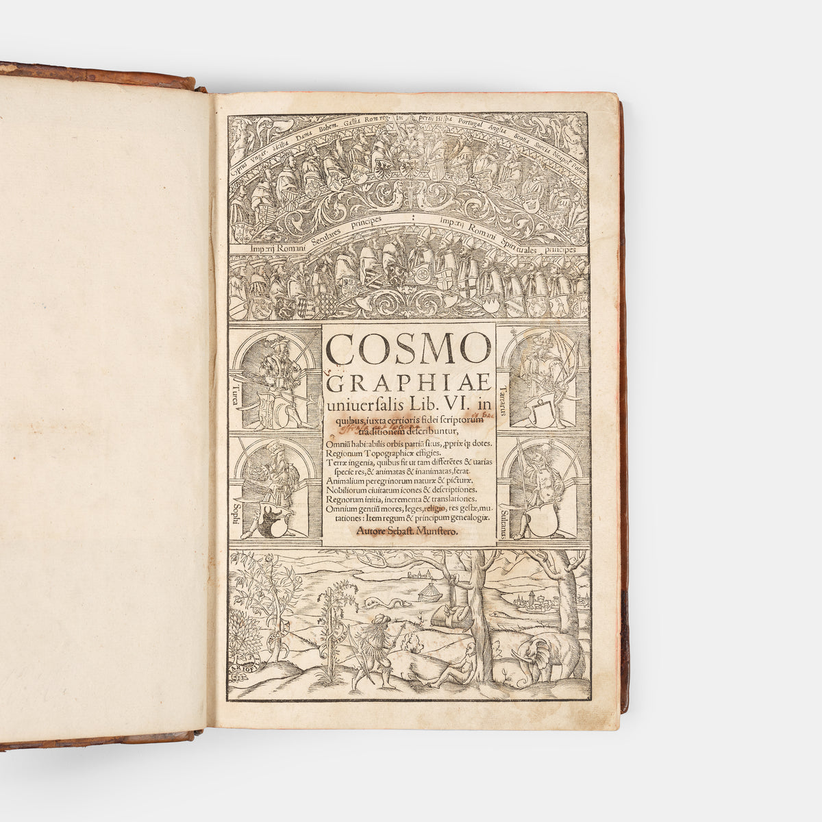 First Latin edition of Sebastian Munster's Cosmographiae Universalis, for the first time with 39 town views, and new world maps and map of America.