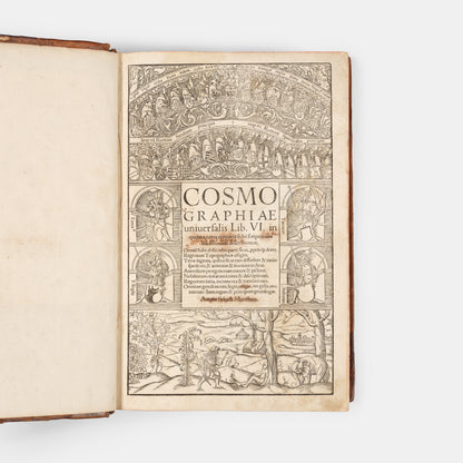 First Latin edition of Sebastian Munster's Cosmographiae Universalis, for the first time with 39 town views, and new world maps and map of America.
