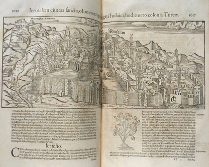 First Latin edition of Sebastian Munster's Cosmographiae Universalis, for the first time with 39 town views, and new world maps and map of America.