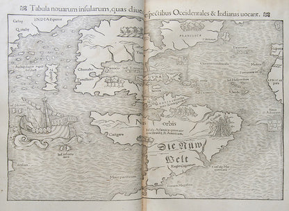 First Latin edition of Sebastian Munster's Cosmographiae Universalis, for the first time with 39 town views, and new world maps and map of America.
