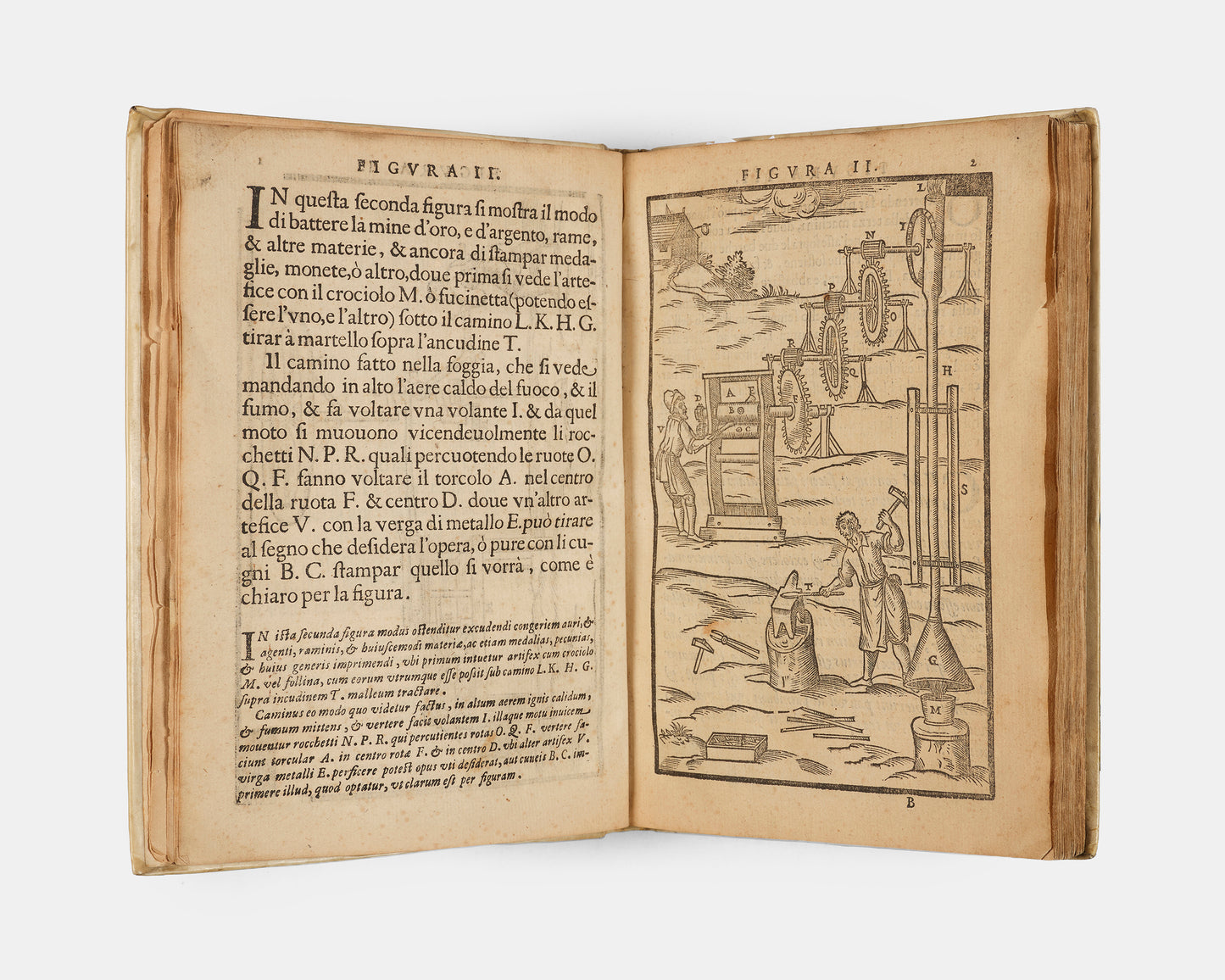 The first edition of Giovanni Branca's Le Machine, a key early work on engineering containing the first published depiction of a steam turbine.