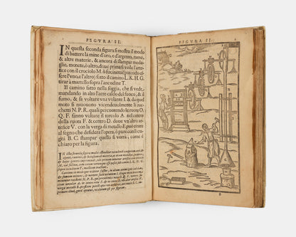 The first edition of Giovanni Branca's Le Machine, a key early work on engineering containing the first published depiction of a steam turbine.