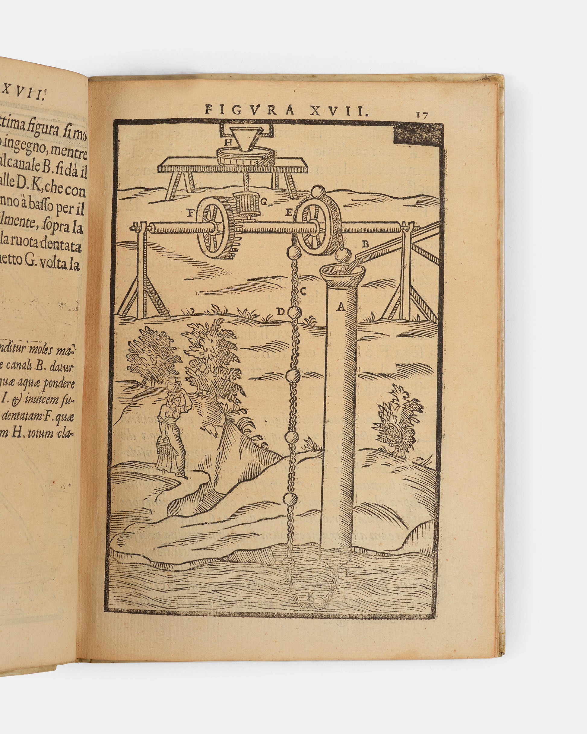 The first edition of Giovanni Branca's Le Machine, a key early work on engineering containing the first published depiction of a steam turbine.
