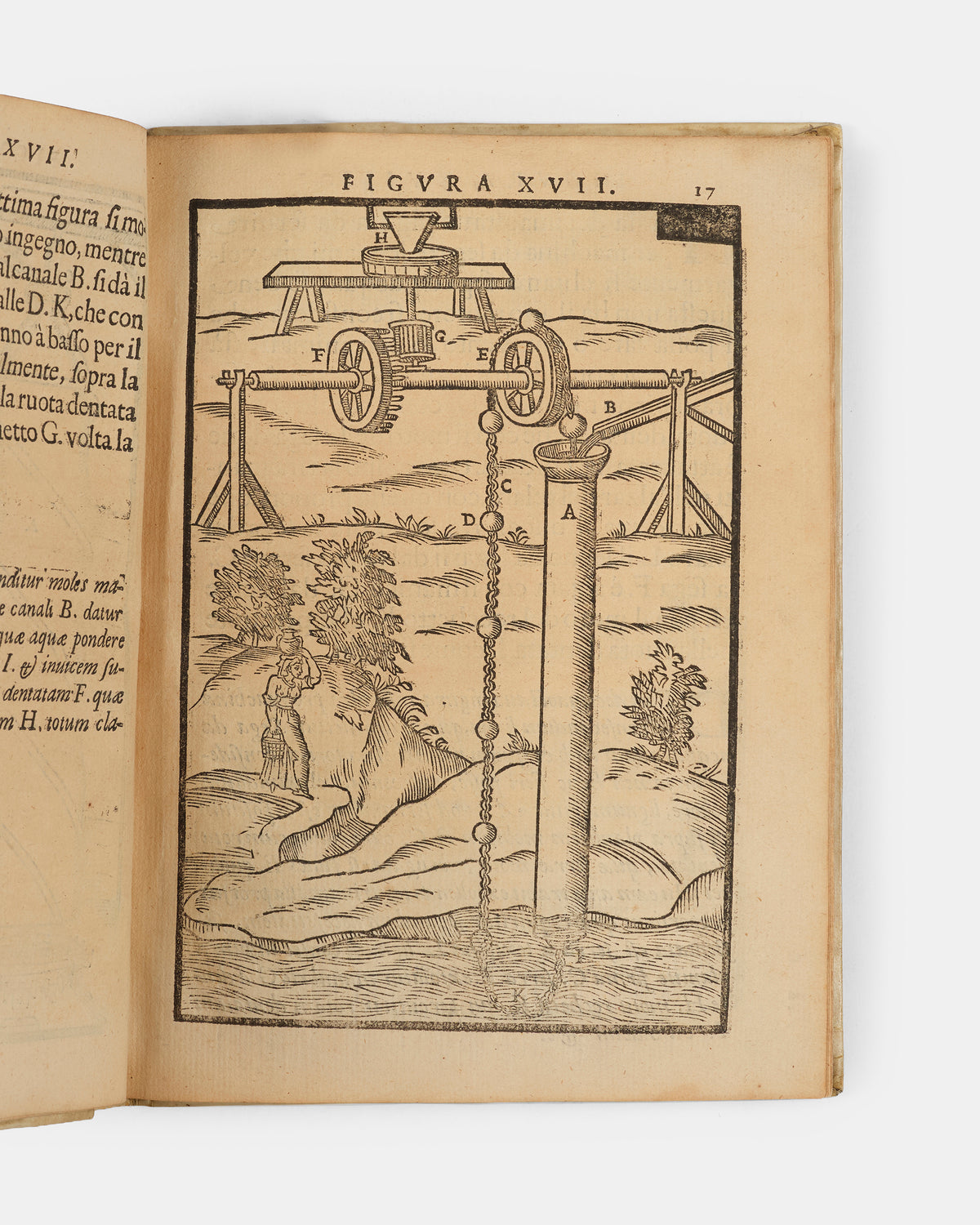 The first edition of Giovanni Branca's Le Machine, a key early work on engineering containing the first published depiction of a steam turbine.