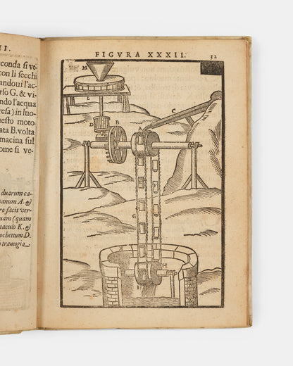 The first edition of Giovanni Branca's Le Machine, a key early work on engineering containing the first published depiction of a steam turbine.
