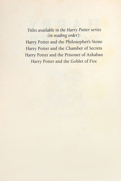 A fine first edition of the fourth Harry Potter book by J.K. Rowling, Harry Potter and the Goblet of Fire, the first in the series to state 'First Edition'