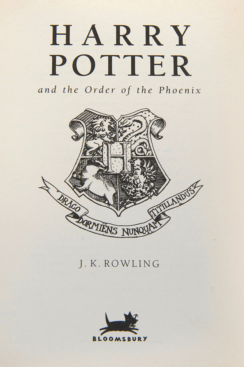 The first edition, first impression of J.K. Rowling's Harry Potter and the Order of the Phoenix, a fine copy in the original dust-jacket