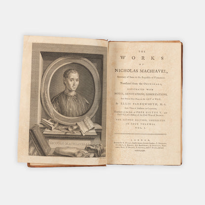 An attractive set in contemporary sprinkled calf of the collected works of Niccolò Machiavelli, following the English-language translation of Ellis Farneworth