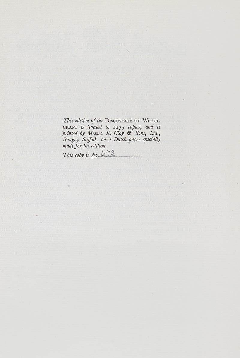 An excellent, limited edition printing of this seminal treatise debunking the belief in witchcraft by Reginald Scot