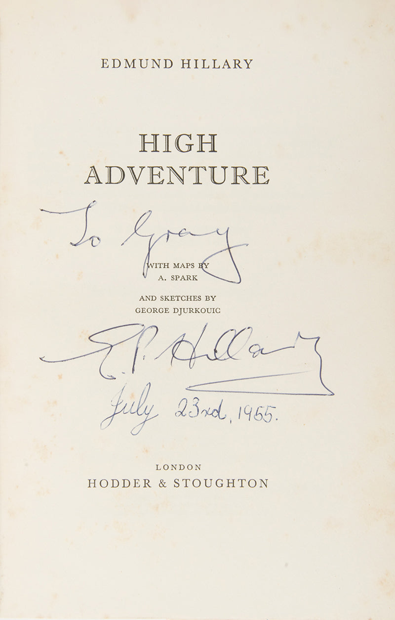 Inscribed by Hillary on title-page