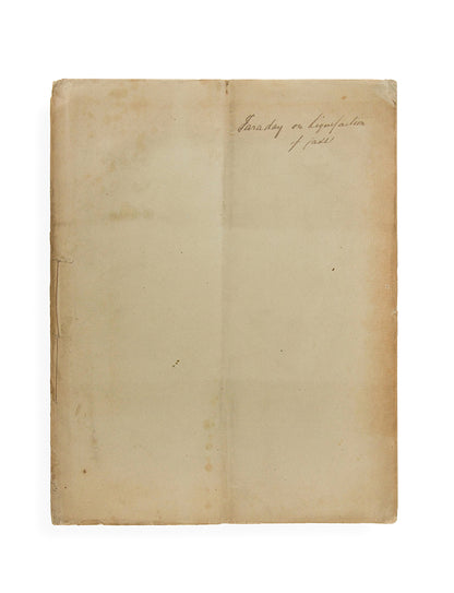 The rare offprint of Michael Faraday's On the Liquefaction and Solidification of Bodies Generally Existing as Gases, a presentation copy inscribed by the author.