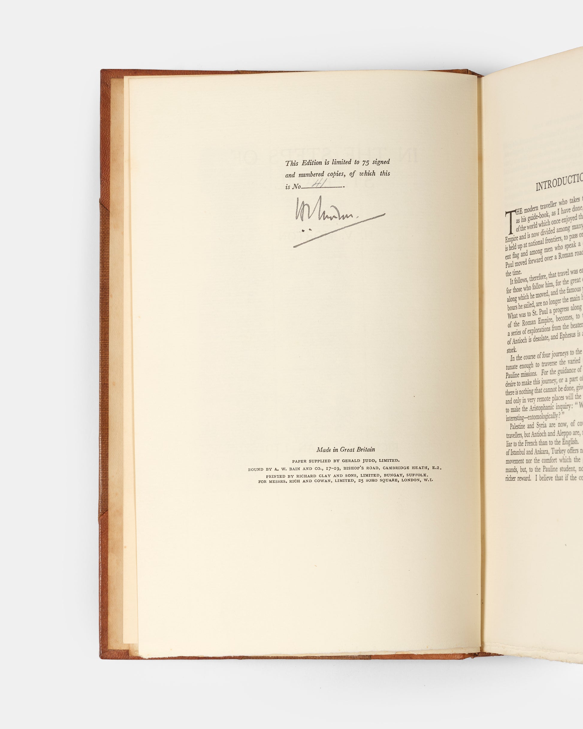 The signed limited extra-illustrated edition of In the Steps of St. Paul by H. V. Morton.