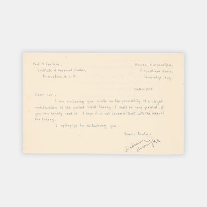 Initialled autograph letter by Albert Einstein correcting the work of graduate student  and future theoretical physicist Behram Kurşunoğlu on the unified field theory