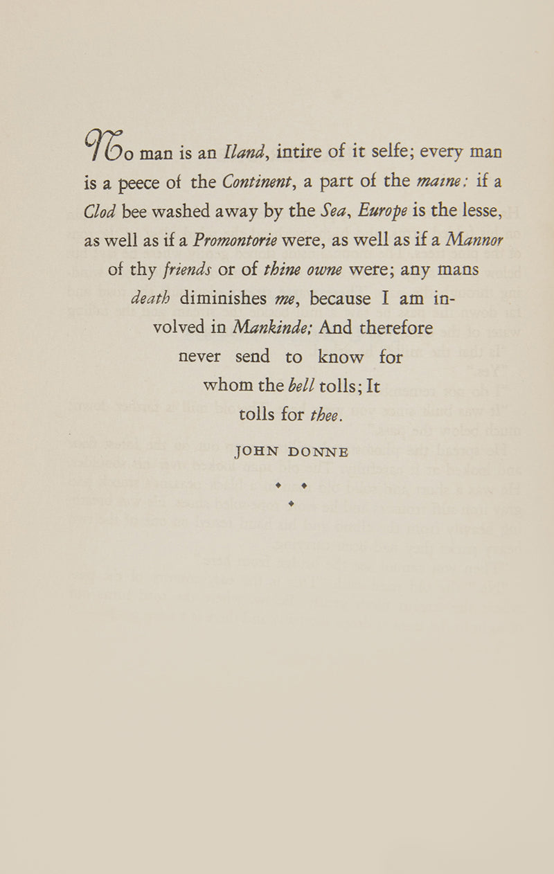 First edition of <em>For Whom the Bell Tolls,</em> one of Ernest Hemingway's most famous novels documenting the the story of American teacher Robert Jordan's experience of the Spanish Civil War. 