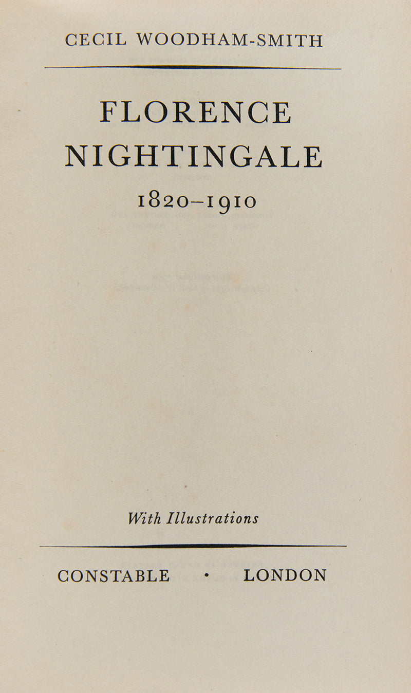 A handsome copy of Cecil Woodham-Smith's account of the life of Florence Nightingale.