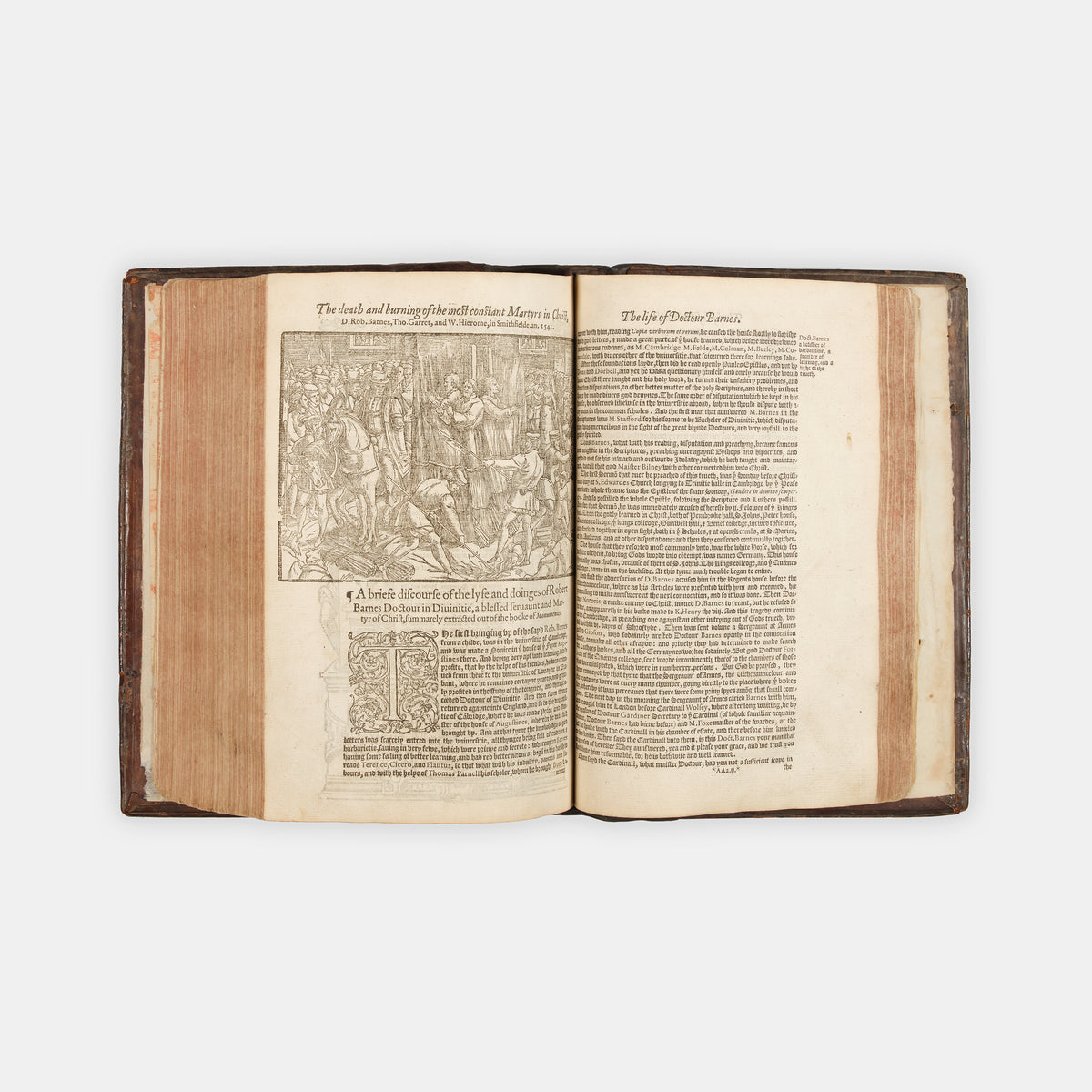 The first edition of the collected works of the Protestant marturs William Tyndale, John Frifth and Robert Barnes in English