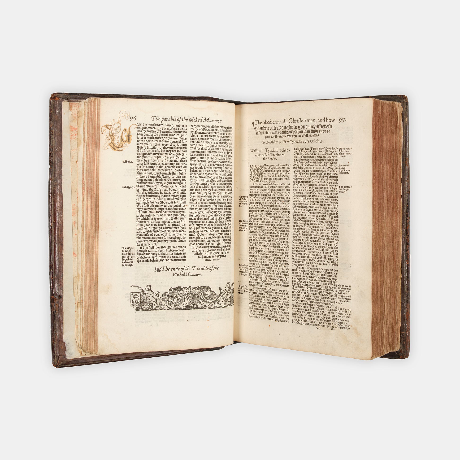 The first edition of the collected works of the Protestant marturs William Tyndale, John Frifth and Robert Barnes in English