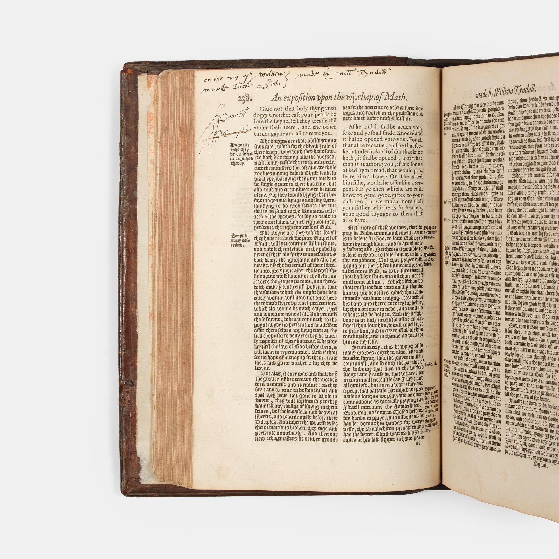 The first edition of the collected works of the Protestant marturs William Tyndale, John Frifth and Robert Barnes in English