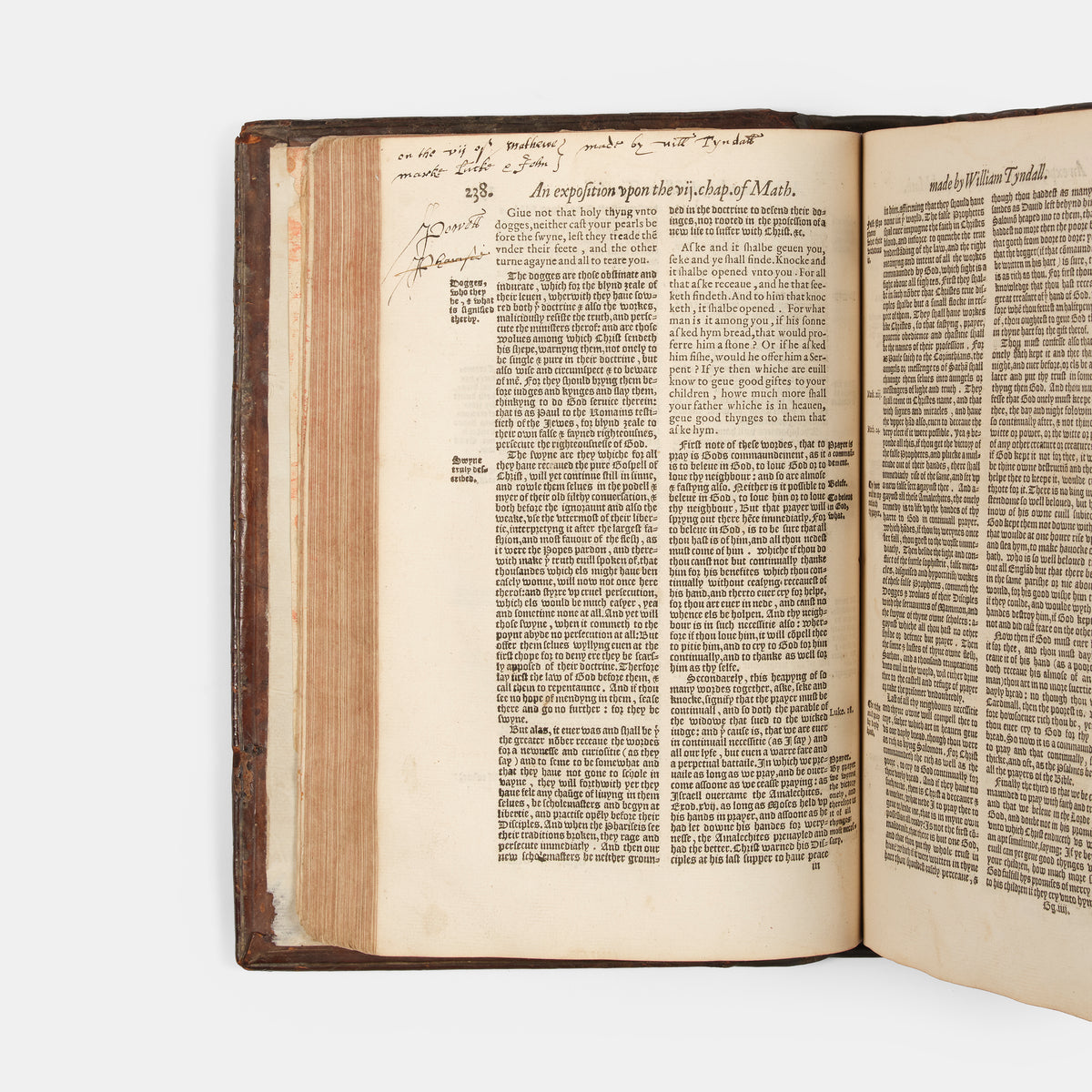 The first edition of the collected works of the Protestant marturs William Tyndale, John Frifth and Robert Barnes in English