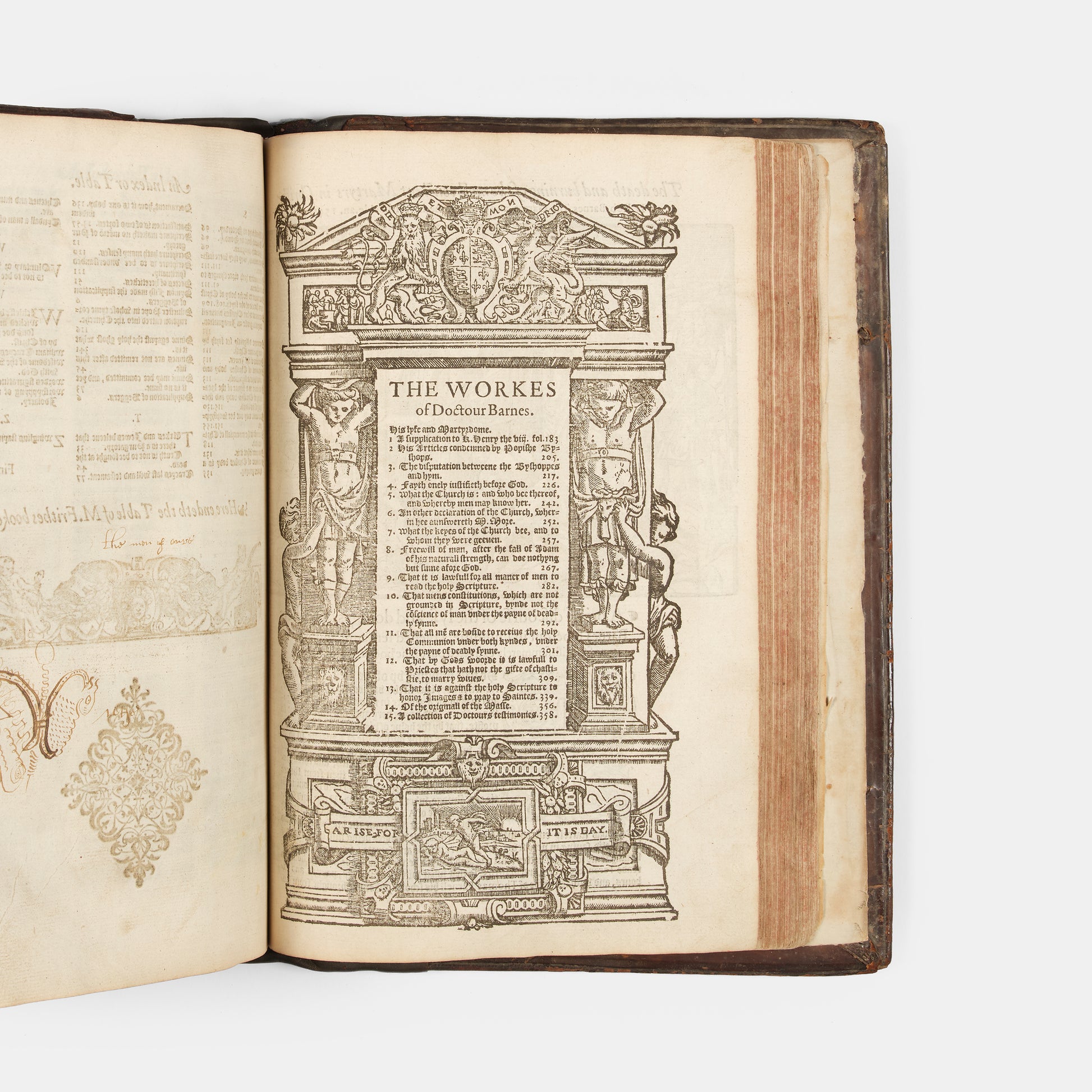The first edition of the collected works of the Protestant marturs William Tyndale, John Frifth and Robert Barnes in English