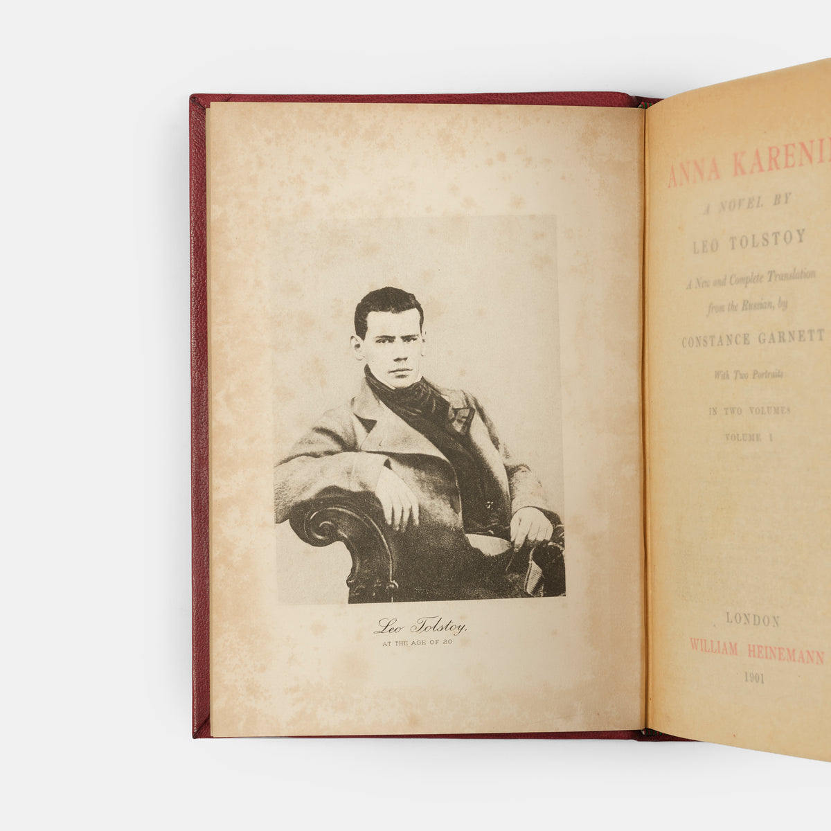 A first edition of the Garnett translation of Anna Karenin by Leo Tolstoy.