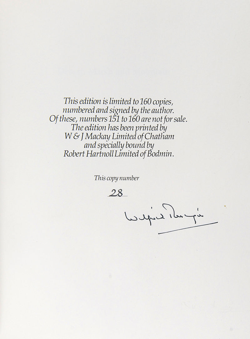 Signed limited edition of Wilfrid Thesiger's Desert, Marsh and Mountain, recounting the Gulf, Iraq and Yemen, just 1 of 160 copies.