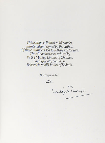 Signed limited edition of Wilfrid Thesiger's Desert, Marsh and Mountain, recounting the Gulf, Iraq and Yemen, just 1 of 160 copies.