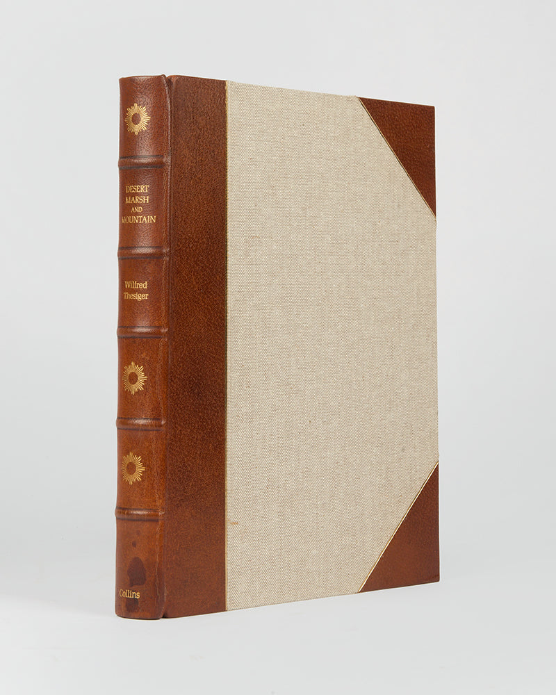 Signed limited edition of Wilfrid Thesiger's Desert, Marsh and Mountain, recounting the Gulf, Iraq and Yemen, just 1 of 160 copies.