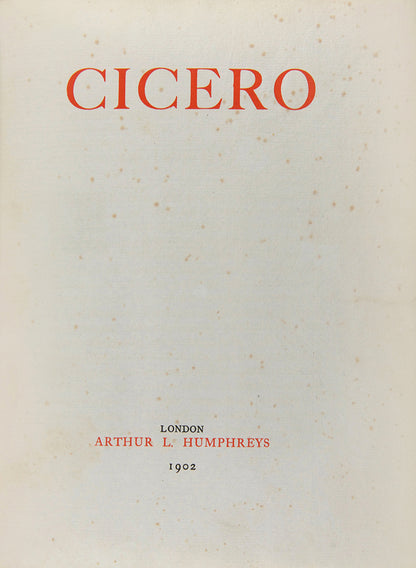 A fine-pritned example of Cicero's De Officiis in English translation, pleasinlgy bound in crushed red-brown morocco gilt