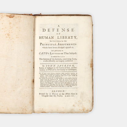 The first edition of this reply by the religious controversialist John Jackson to Cato's Letters