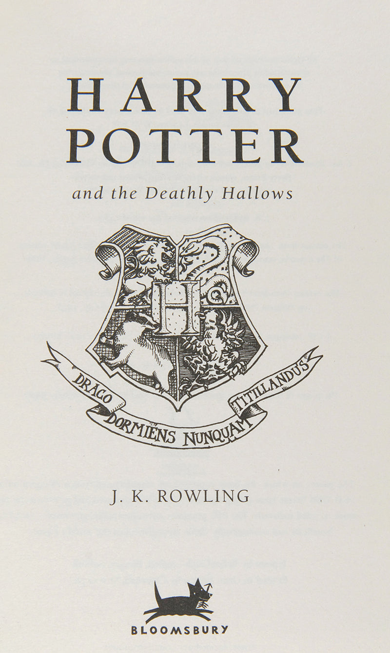 The first edition, first impression of J.K. Rowling's Harry Potter and the Deathly Hallows, a fine copy in the pictorial dustjacket