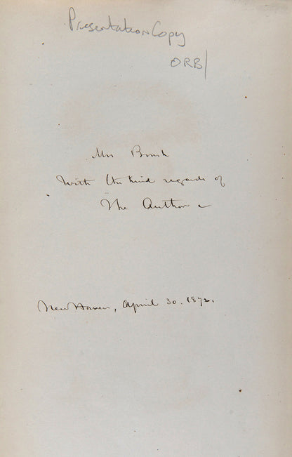 First edition of the important geological book Corals & Coral Islands by James Dwight Dana, a presentation copy inscribed by the author.