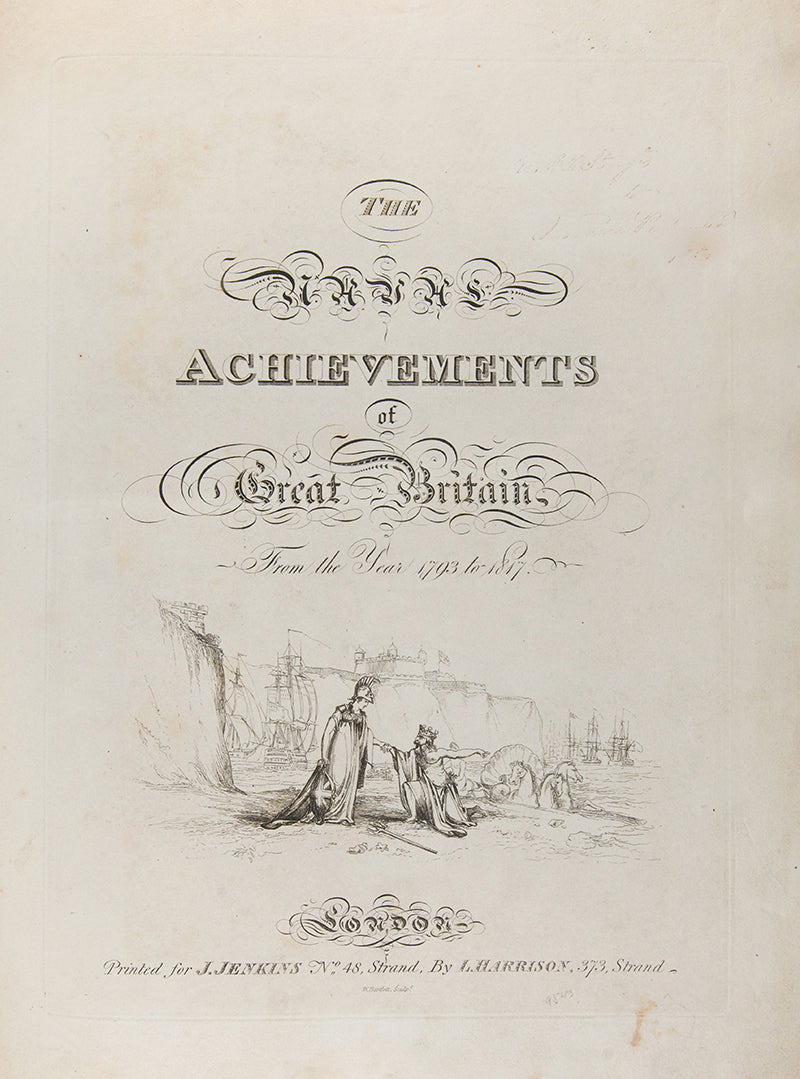 First edition, early issue, of James Jenkins's famous The Naval Achievements of Great Britain from the Year 1793-1817, with 55 striking hand-coloured aquatints.