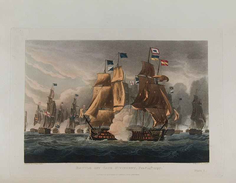 First edition, early issue, of James Jenkins's famous The Naval Achievements of Great Britain from the Year 1793-1817, with 55 striking hand-coloured aquatints.