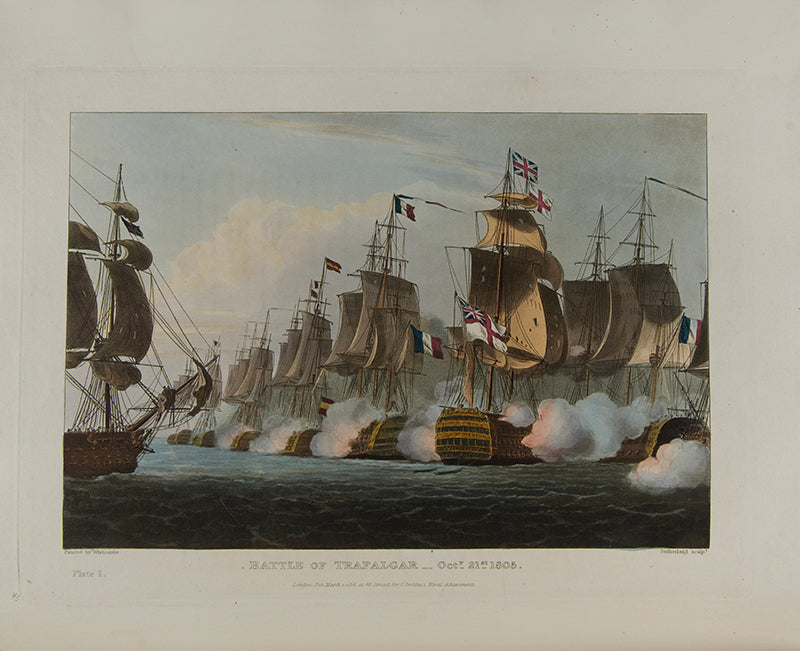 First edition, early issue, of James Jenkins's famous The Naval Achievements of Great Britain from the Year 1793-1817, with 55 striking hand-coloured aquatints.