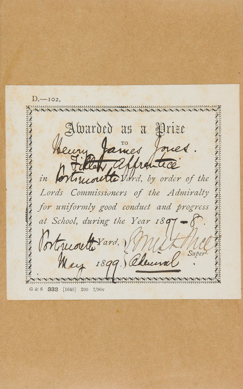 First edition of Edward Poulton's Charles Darwin and the Theory of Natural Selection, presented by the Lords of the Admiralty to Major Henry James Jones.